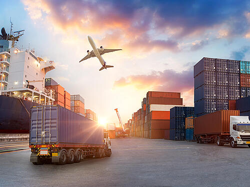 Trucks at the port 