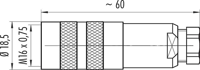 Schaaltekening M16 Kabeldoos, aantal polen: 3 (03-a), 4,0-6,0 mm, schermbaar, schroefklem, IP67, UL 2238