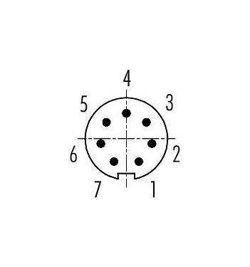 Polbild (Steckseite) 99 0475 102 07 - M9 Kabelstecker, Polzahl: 7, 4,0-5,0 mm, ungeschirmt, löten, IP40