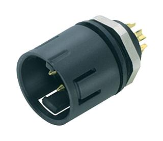 Snap-In Male panel mount connector, Contacts: 3, unshielded, solder, IP67, UL 2238, VDE, M12x1.0, Front mounting