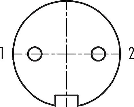 Contact arrangement (Plug-in side) Bayonet Female angled connector, Contacts: 2, 6.0-8.0 mm, unshielded, solder, IP40