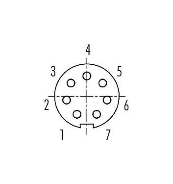 Disposition des contacts (Côté plug-in) Baïonnette Embase femelle, Contacts: 7, non blindé, souder, IP40, M10x0,75, Montage frontal