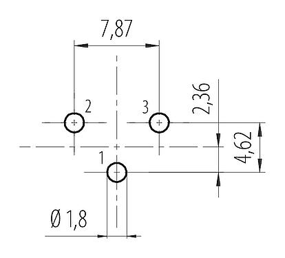 导体结构 7/8" 针头法兰座, 极数: 2+PE, 非屏蔽, THT, IP68, UL 2238, VDE, 板前安装