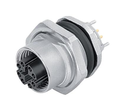 Ábrák M12 panelre szerelhető foglalat, : 8, árnyékolható, THT, IP67, UL, M16x1,5, hátsó panel felszerelés
