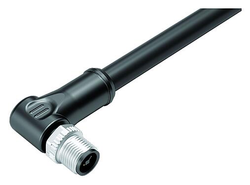 Kuva M12 Kulmapistoke, Napojen määrä: 4, suojaamaton, suihkutettu kaapelille, IP68, UL, PUR, musta, 4 x 1,50 mm², 5 m