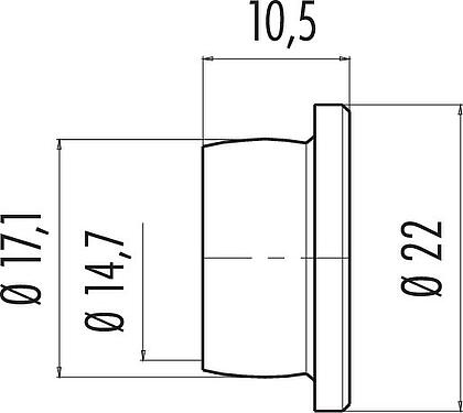 Scale drawing Protecting cap, IP40, Female panel mount connector, male panel mount connector