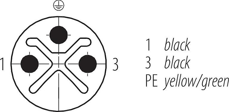 Sắp xếp liên hệ (phía kết nối) M12 Phích cắm gắn bảng, Số lượng cực : 3, không có chống nhiễu, dây đơn, IP68, UL 2238, M16x1,5, Chốt trung tâm, túp lều