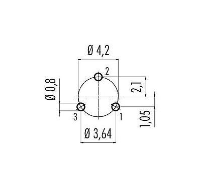 Conductor layout 99 9207 490 03 - Snap-In Male panel mount connector, Contacts: 3, unshielded, THT, IP67