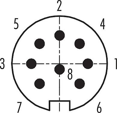 联系安排 (外掛程式側) M16 直头针头电缆连接器, 极数: 8 (08-a), 4.0-6.0mm, 可接屏蔽, 焊接, IP40
