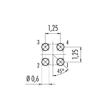 Geleiderconfiguratie M5 Female panel mount connector, aantal polen: 4, onafgeschermd, THT, IP67, M5x0,5, Achterwandmontage