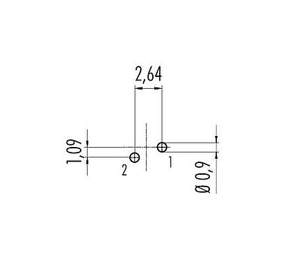 Disposición del conductor M9 Enchufe de brida, Número de contactos: 2, sin blindaje, THT, IP40, M9x0,5, Montaje en pared