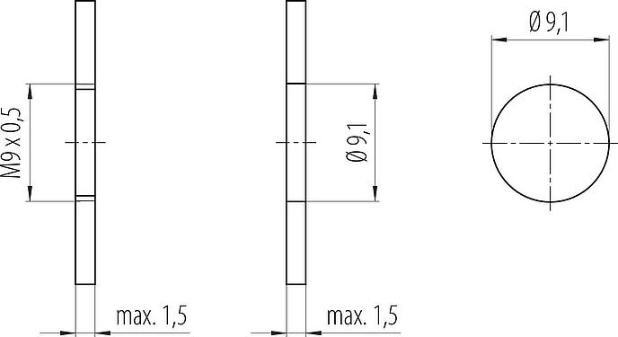 Amostra de montagem M9 Soquete de flange, angular, Contatos: 5, desprotegido, THT, IP40, Montagem frontal
