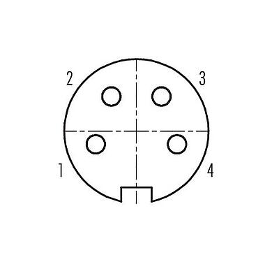 접점 배치(접속측) 99 4810 00 04 - 푸시풀 케이블 소켓, 콘택트 렌즈: 4, 4.0-8.0mm, 차폐 가능, 솔더, IP67