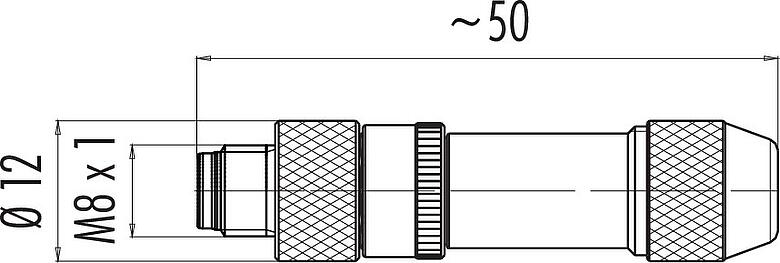 Méretarányos rajz M8 Kábelre szerelhető csatlakozó, : 3, 3,5-5,0 mm, árnyékolható, kézi forrasztású, IP67, UL 2238