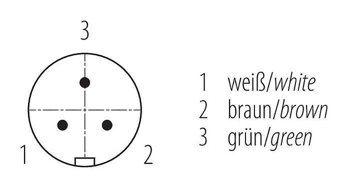 Contactconfiguratie (Insteekbereik) Snap-In Male haakse connector, aantal polen: 3, 4,0-6,0 mm, onafgeschermd, soldeer, IP67