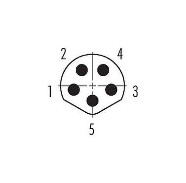Contactconfiguratie (Insteekbereik) M8 Male panel mount connector, aantal polen: 5, schermbaar, THT, IP67, UL 2238, M8x1,0, Achterwandmontage, gegoten