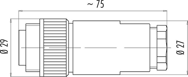 Dibujo a escala RD24 Conector de cable macho, Número de contactos: 3+PE, 10,0-12,0 mm, sin blindaje, tornillo extraíble, IP67, UL, ESTI+, VDE, PG 13,5