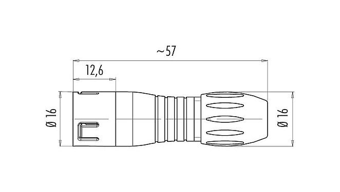 Maßzeichnung Snap-In Kabelstecker, Polzahl: 3, 2,5-4,0 mm, ungeschirmt, löten, IP67