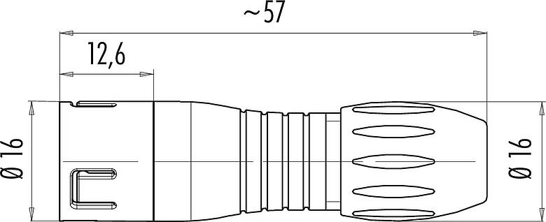 스케일 드로잉 잠깁니다 케이블 커넥터, 콘택트 렌즈: 3, 2.5-4.0mm, 차폐되지 않음, 솔더, IP67, UL 2238, VDE