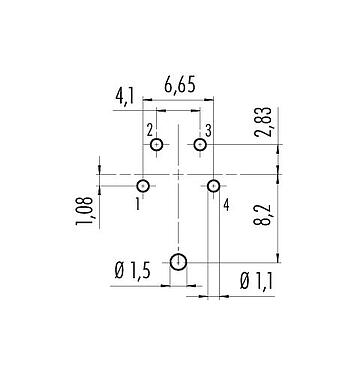 Geleiderconfiguratie 09 0112 290 04 - M16 Female panel mount connector, aantal polen: 4 (04-a), schermbaar, THT, IP67, UL, aan voorkant verschroefbaar
