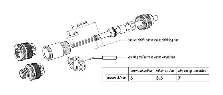 Assembly instructions 99 1486 814 08 - M12 Female cable connector, Contacts: 8, 4.0-6.0 mm, shieldable, screw clamp, IP67