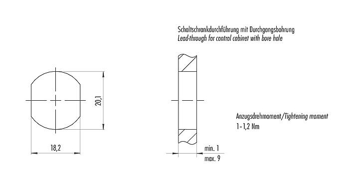 Montagevoorbeeld 09 5245 00 04 - M12 Doorvoer voor schakelkast, aantal polen: 4, afgeschermd, stekerbaar, IP67, UL