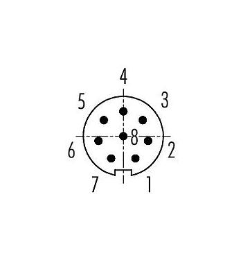 Polbild (Steckseite) 99 0479 102 08 - M9 Kabelstecker, Polzahl: 8, 4,0-5,0 mm, ungeschirmt, löten, IP40