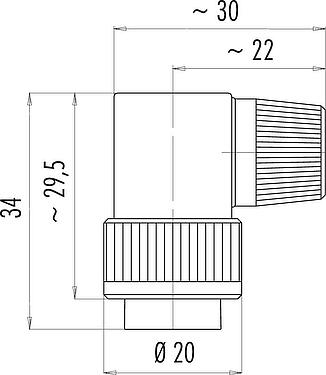 Desenho da escala Baioneta Plugue angular, Contatos: 12, 4,0-6,0 mm, desprotegido, solda, IP40