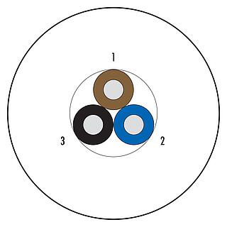 Kabel, antal poler: 3 ledningar, oskärmad, Standard, PVC, grå, 3 x 0,34 mm², 100 m