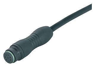 Snap-In Female cable connector, Contacts: 3, unshielded, moulded on the cable, VDE, PUR, 2 m