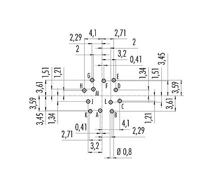 Bố trí dây dẫn 09 0132 90 12 - M16 Ổ cắm gắn bảng, Số lượng cực : 12 (12-a), không có chống nhiễu, THT, IP67, UL, gắn phía trước