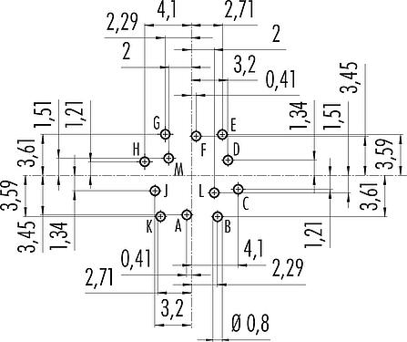 导体结构 M16 孔头法兰座, 极数: 12 (12-a), 非屏蔽, THT, IP40, M18x0,75, 後壁安裝