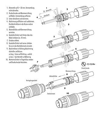 Montageanleitung 99 4837 00 14 - Push Pull Kabelstecker, Polzahl: 14, 4,0-8,0 mm, schirmbar, löten, IP67