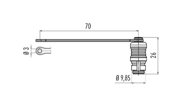 Dessin coté Capuchon de protection, IP67, pour embase mâle