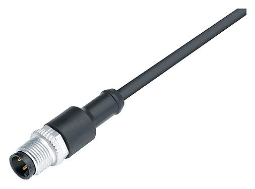 Minh hoạ M12 Phích cắm cáp, Số lượng cực : 5, không có chống nhiễu, ép phun vào dây cáp, IP68/IP69K, UL 2238, PUR, màu đen, 5x0,34mm², 2m