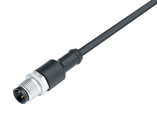 Illustration 77 4429 0000 50004-0200 - M12 Male cable connector, Contacts: 4, unshielded, moulded on the cable, IP68, UL, PUR, black, 4 x 0.34 mm², 2 m