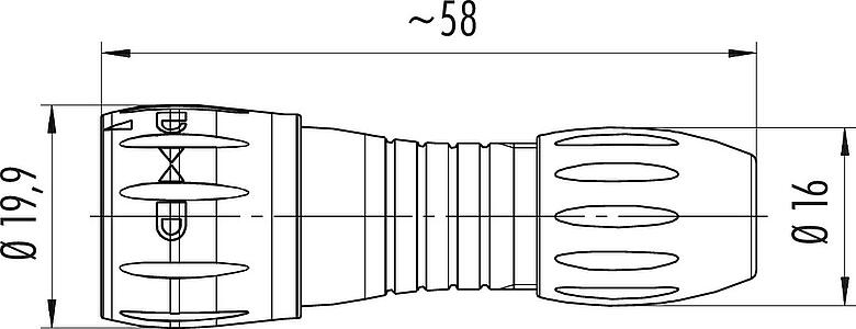 Méretarányos rajz bajonett Kábelre szerelhető csatlakozó, : 8, 2,5-4,0 mm, árnyékolatlan, kézi forrasztású, IP67
