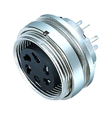 Illustration 09 0474 90 08 - M16 Female panel mount connector, Contacts: 8 (08-a), unshielded, THT, IP40, front fastened