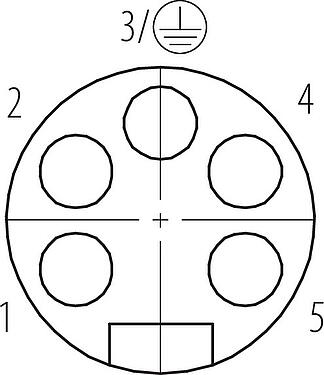 Contactconfiguratie (Insteekbereik) 7/8" Female haakse connector, aantal polen: 4+PE, 8,0-10,0 mm, onafgeschermd, schroefklem, IP67, UL 2238, VDE