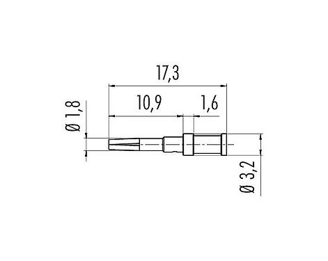 Scale drawing 61 1155 146 - M12-A/B/D/K/L/S/T/US/X - Socket contact, 100 pcs.; Series 713/715/763/766/813/814/815/825/866/876