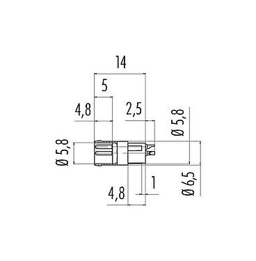 Schaaltekening M8 Male chassideel, aantal polen: 4, onafgeschermd, soldeer, IP65