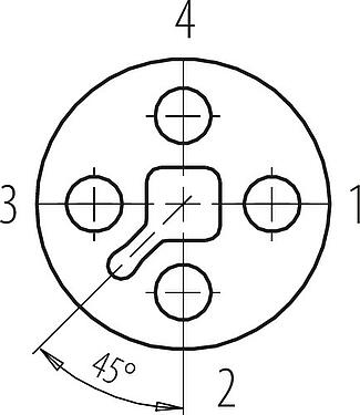 Koskettimien järjestys (plug in -puoli) M12 Kaapelirasia, Napojen määrä: 4, 5,0-8,0 mm, suojattavissa, ruuviliitin, IP67, UL 2238, Irisjousi