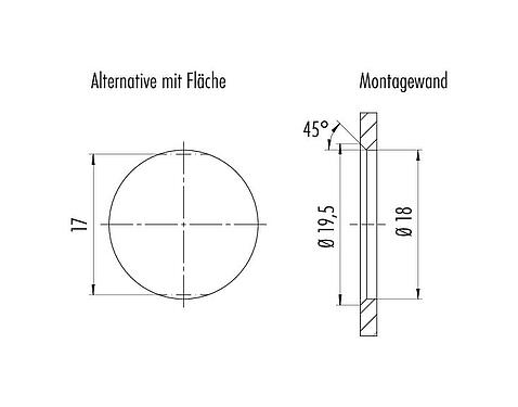 Assembly instructions / Panel cut-out Snap-In Female panel mount connector, Contacts: 12, unshielded, solder, IP54, Front mounting