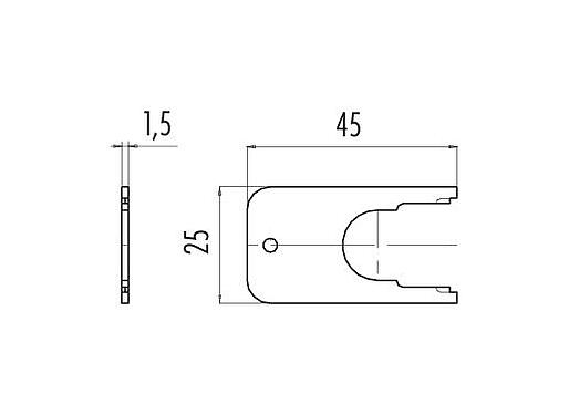Масштабный чертеж 07 0010 010 - M16 IP67 - монтажная призматическая шпонка для фланцевых разъемов; серия 423/425/678/723
