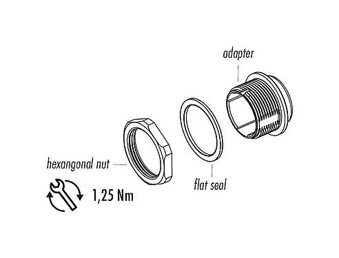 元件圖紙 Snap-in 快插 適配器, 非遮罩, 可從板前擰緊