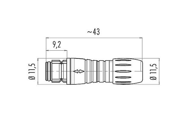 Maßzeichnung Snap-In Kabeldose, Polzahl: 8, 3,5-5,0 mm, ungeschirmt, löten, IP67