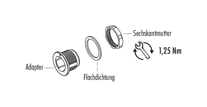 Einzelteildarstellung Snap-In Adapter, ungeschirmt