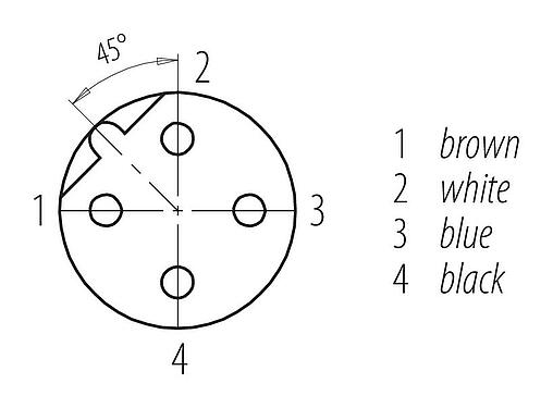 觸點排列 M12 用於穿控制櫃, : 4, 遮罩, 插拔式, IP67, UL 2238, 後壁安裝