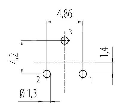 Disposizione dei conduttori 99 9108 090 03 - Snap-In Connettore femmina a flangia, Numero poli: 3, non schermato, THT, IP67, VDE