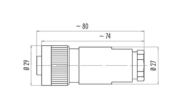Schaaltekening RD24 Kabeldoos, aantal polen: 6+PE, 10,0-12,0 mm, onafgeschermd, krimpen (krimpcontacten dienen afzonderlijk te worden besteld), IP67, UL, ESTI+, VDE, PG 13,5
